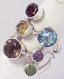 SPECTACULAR: Topaz*Garnet*Amethyst Silver Ring!