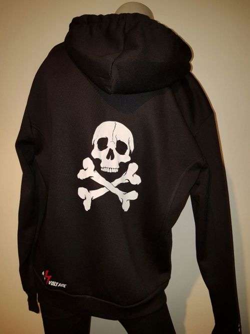 Brand New High Voltage White Skull n Bones unisex hoodie Punk Goth Alternative