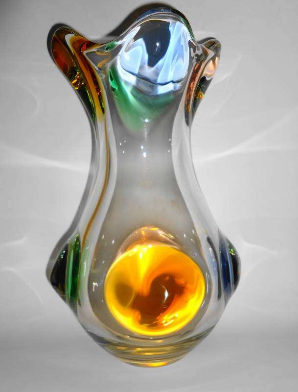FRANTISEK ZEMEK RHAPSODY GLASS VASE - MSTISOV GLASSWORKS - CIRCA 1950-1960's
