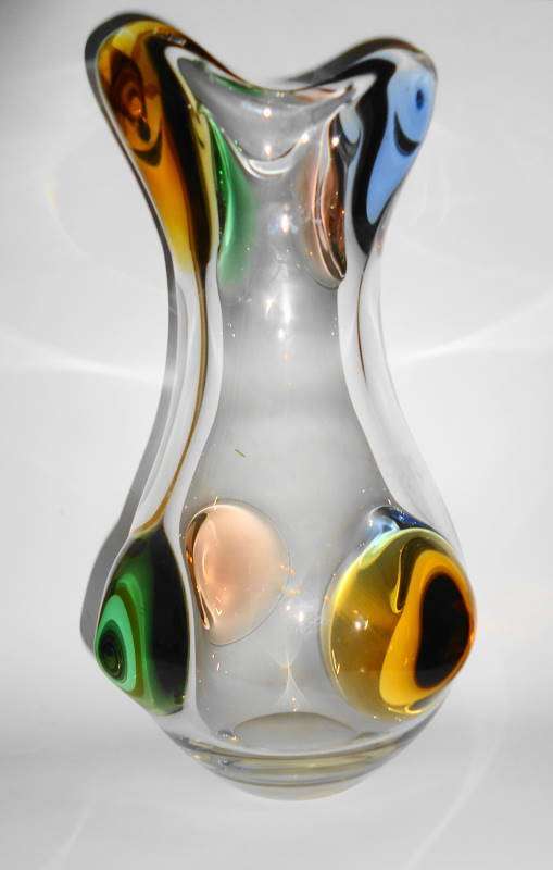 FRANTISEK ZEMEK RHAPSODY GLASS VASE - MSTISOV GLASSWORKS - CIRCA 1950-1960