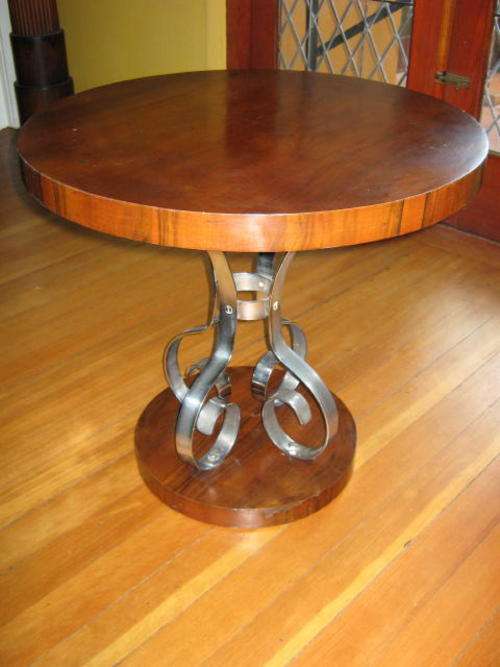 ART DECO CHROME & WALNUT TABLE