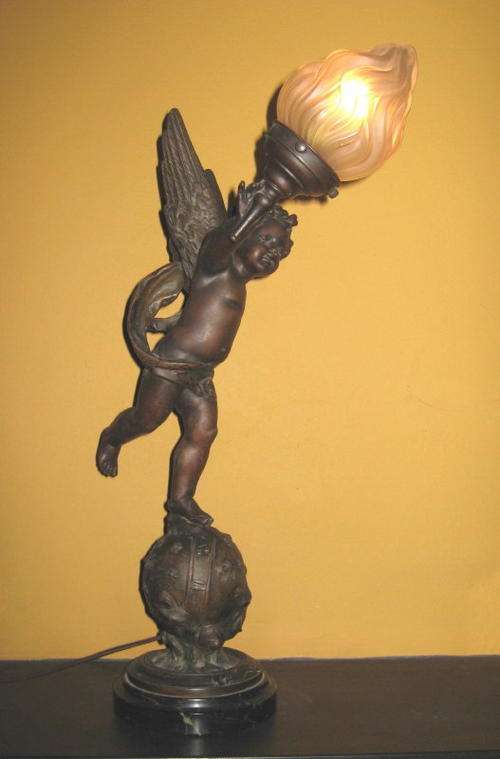 EMILE BRUCHON CHERUB LAMP