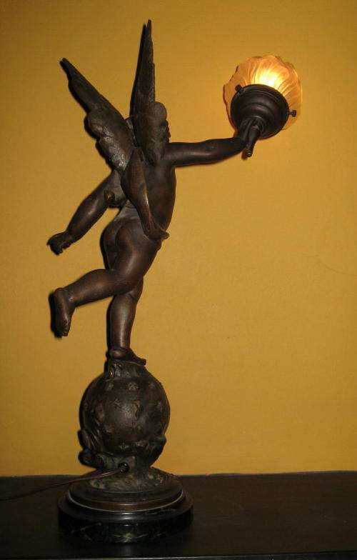EMILE BRUCHON CHERUB LAMP