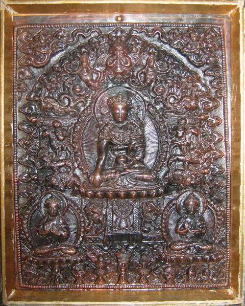 ANTIQUE TIBETAN COPPER WALL PLAQUE