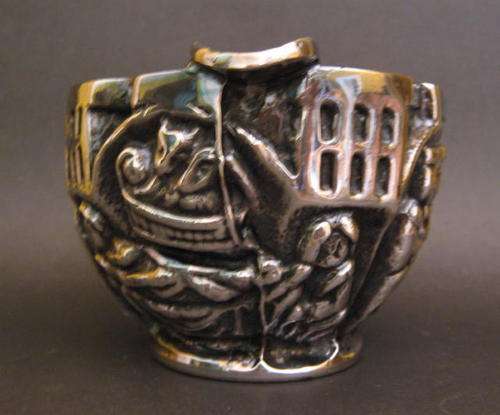 SPANISH VALMAZAN BRONZE SILVERPLATED ASHTRAY