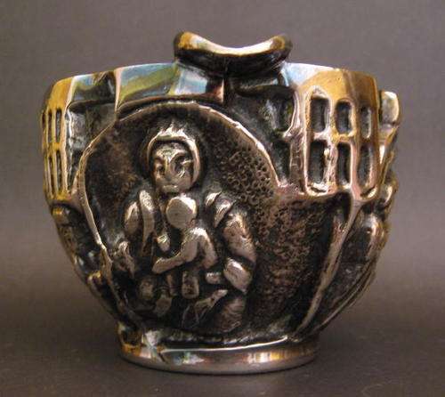 SPANISH VALMAZAN BRONZE SILVERPLATED ASHTRAY