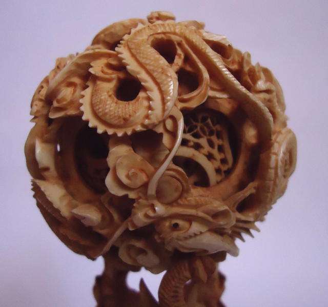 VINTAGE CHINESE IVORY PUZZLE BALL 