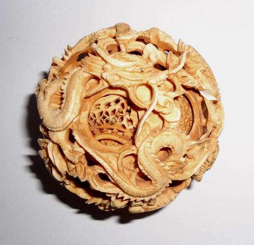 VINTAGE CHINESE IVORY PUZZLE BALL 