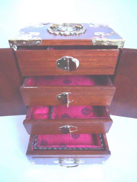 CHINESE HARDWOOD JEWELLERY BOX