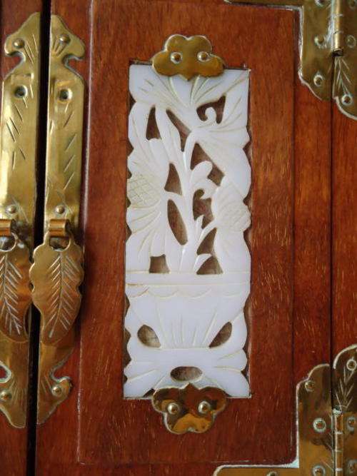 Vintage Chinese hardwood jewellery box