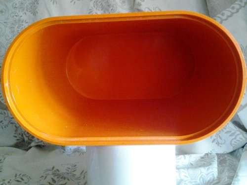 ICE BUCKET -- BRIGHT ORANGE - 3 PIECE - REMOVABLE ICE CONTAINER - RETRO 1970s -- EXCELLENT CONDITION