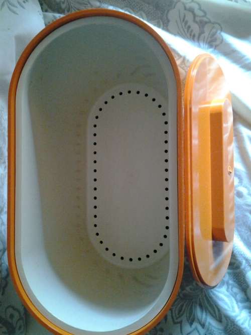 ICE BUCKET -- BRIGHT ORANGE - 3 PIECE - REMOVABLE ICE CONTAINER - RETRO 1970s -- EXCELLENT CONDITION