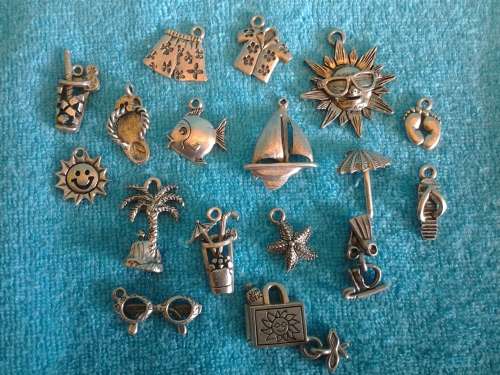 TAKE ME TO THE BEACH!  - 17 HIGH QUALITY PEWTER CHARMS - A GREAT GIFT!