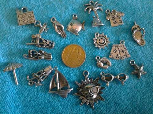 TAKE ME TO THE BEACH!  - 17 HIGH QUALITY PEWTER CHARMS - A GREAT GIFT!