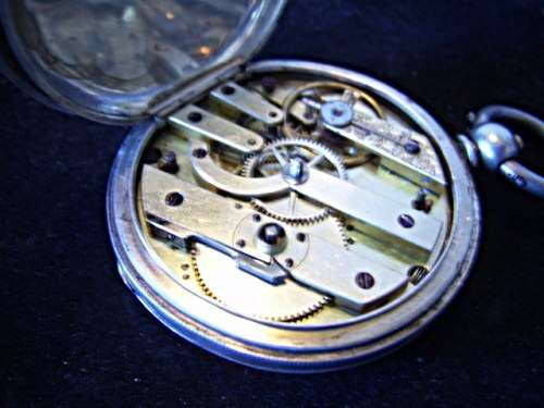 ANTIQUE SOLID SILVER BIG SWISS CYLINDER HUNTER POCKET WATCH FROM THE 1800'S