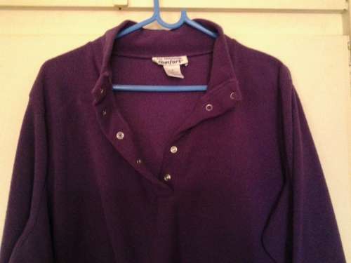 WOMEN'S SIZE 1X - PURPLE - FLEECE JERSEY - SNAP COLLAR