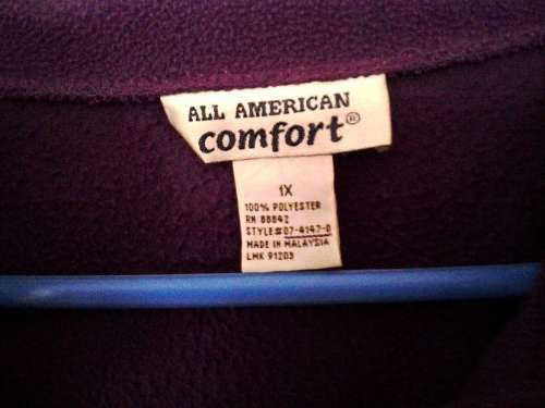 WOMEN'S SIZE 1X - PURPLE - FLEECE JERSEY - SNAP COLLAR