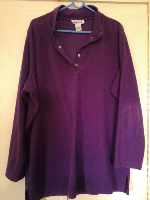 WOMEN'S SIZE 1X - PURPLE - FLEECE JERSEY - SNAP COLLAR