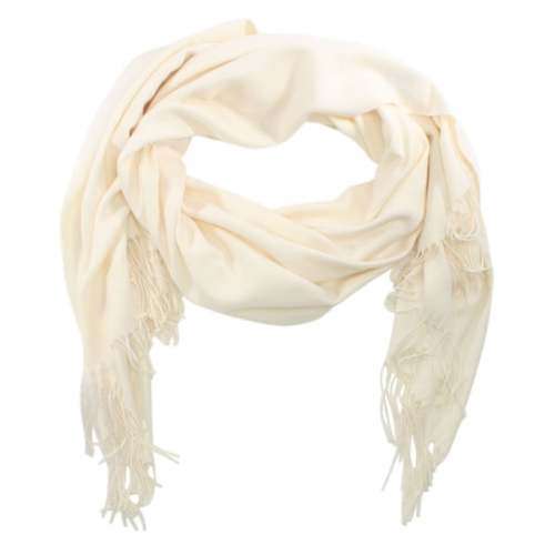WHITE CASHMERE SCARF - FRINGE - NEW
