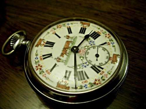 VINTAGE SWISS FARMERS ORNATE POCKET WATCH--NOT WORKING