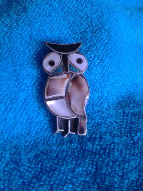 TWO VINTAGE PINS - OWL AND BUTTERFLY - ABALONE, NATURAL STONE, SILVER -  YOUR CHOICE R95