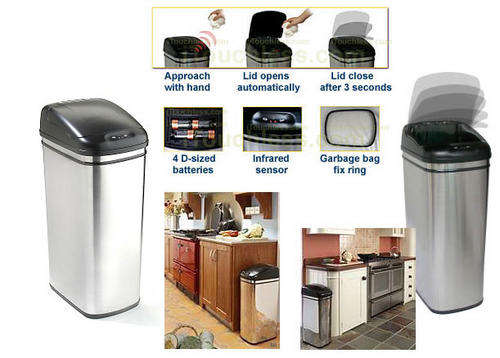 SPACE AGE INFRA RED STAINLESS STEEL WASTE BIN