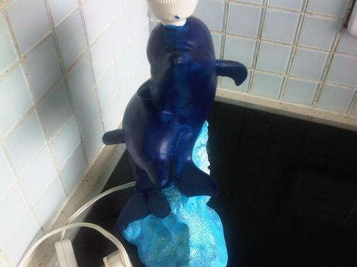 Gorgeous blue dolphin base lamp and blue lampshade