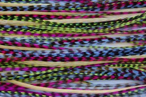 4 *WHITING* GRIZZLY Natural REAL Rooster Saddle Hair Extension Feathers