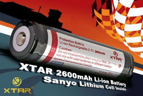 2x XTAR 18650 / 18700 battery 2600mAh FREE SHIPPING