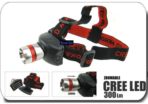 CREE LED 300Lumens 5W LED Headlight FREE SHIPPING, INCL 3AAA BATTERIES