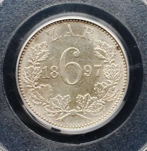 1897 ZAR SixPence- PCGS Graded MS62 **** CrAzY R1 Start ****