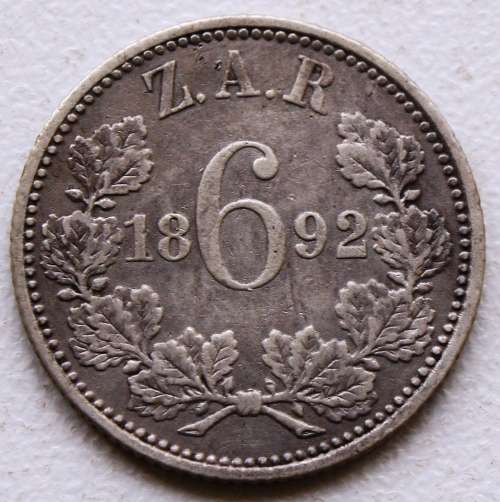 1892 ~ ZAR SixPence / 6p