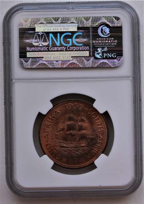 1959 ~ Union of S.A. ~ 1 Penny - NGC Graded ~ CrAzY R1 StArT!!!