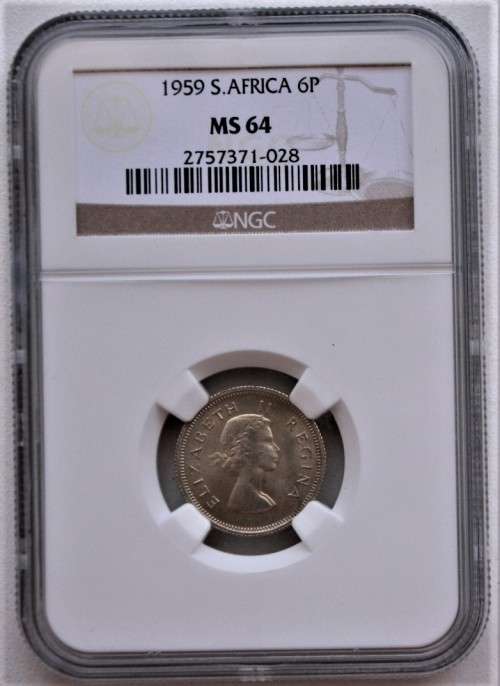 1959 ~ Union of S.A. SixPence ~ NGC Graded - cRaZy R1 StArT!!!