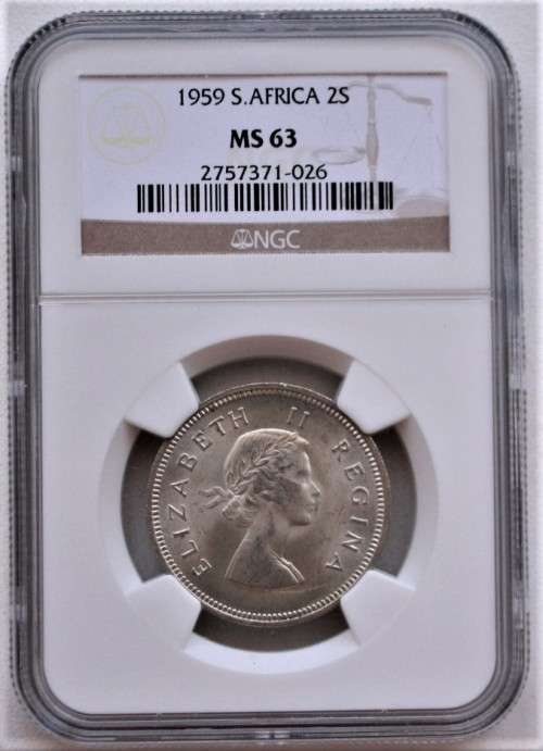 1959 ~ Union of S.A. ~ 2 Shillings - NGC Graded ~ CrAzY R1 StArT!!!