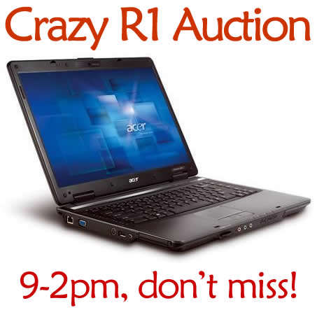 .:: CRAZY R1 AUCTION!! ::. ACER 5230 LAPTOP, DUAL CORE, 500GB, 4GB, BLUETOOTH, WINDOWS 7
