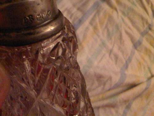 Chrystal Perfume Bottle & Silver Hall Marked Band