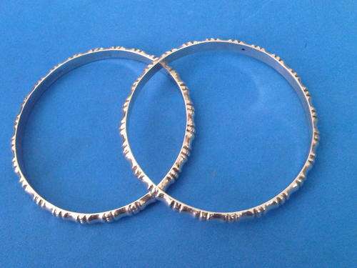 2 x 925 Sterling Bamboo Design Silver Bangles From Mauricus
