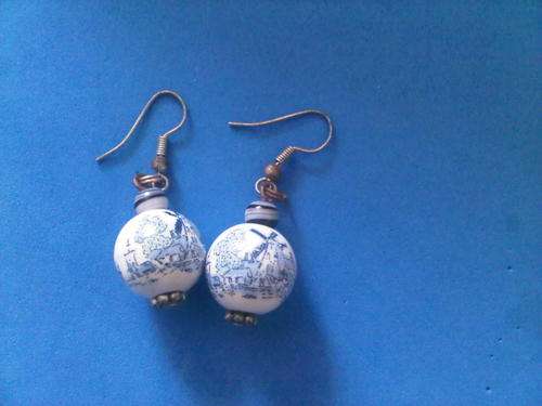 Delft Pottery Ball Earings