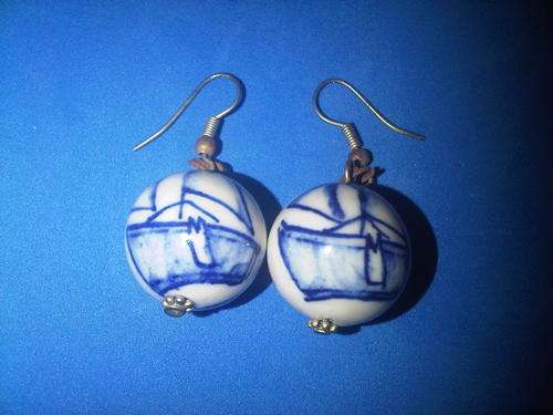 Delft Pottery Ball Earings
