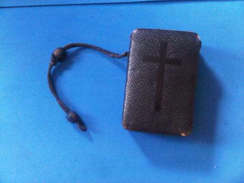 Pair Of Antique Church Books In Leather Holder (JC)