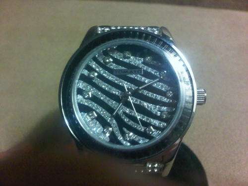 Exqisite Zebra Stripe Diamante Tomato Watch SPCA