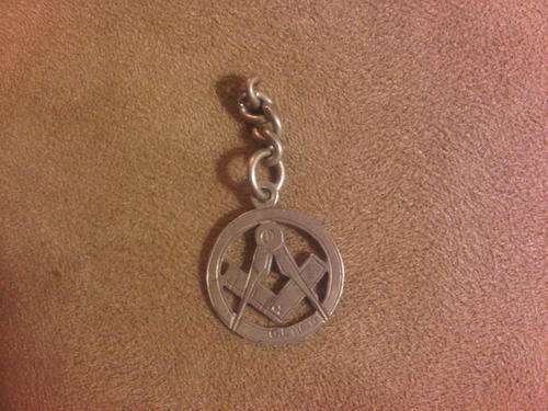 Vintage Sterling Silver Freemason Fob Chain Charm