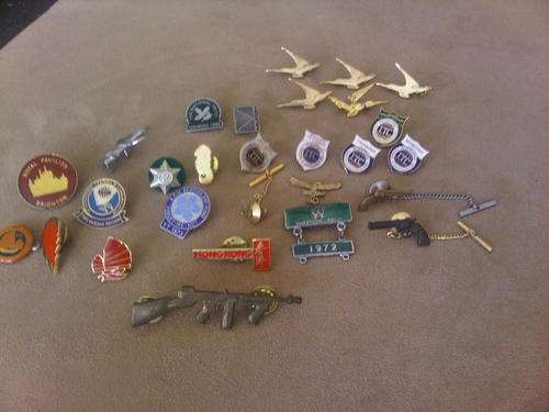 Assorted Badges Including Enameled