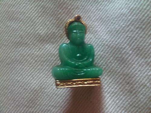 Vintage Gold Tone Jade Budah Broach