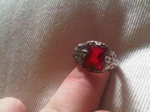 Vintage School Class Ring & Red Stone