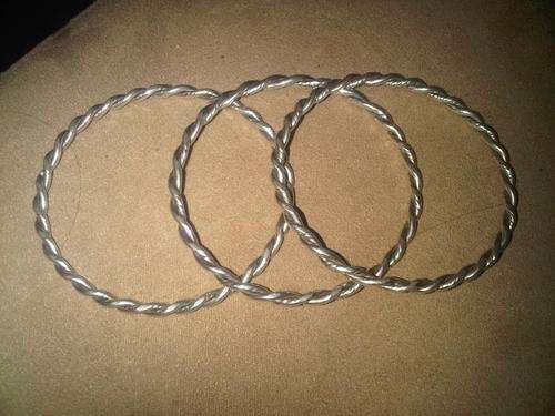 Thick Solid Twisted Sterling Silver Bangles x 3