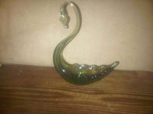 Beautiful Hand Blown Murano Green Glass Swan