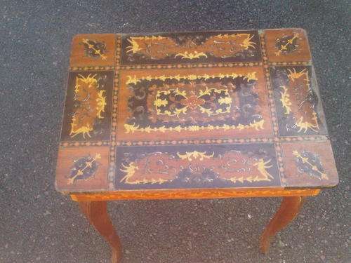 Vintage Wooden Inlay Wooden Musical SideTable / Desk SPCA