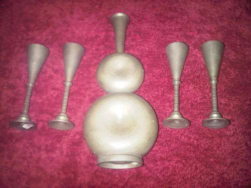 Amazing Vintage Pewter Decanter & 4 Pewter Glasses By Norwegian Designer Havstad